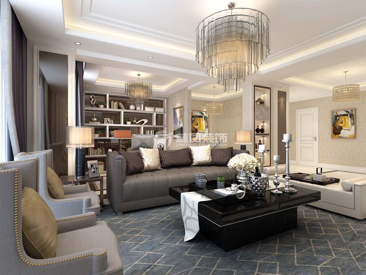 華潤置地240平港式風(fēng)格裝修案例