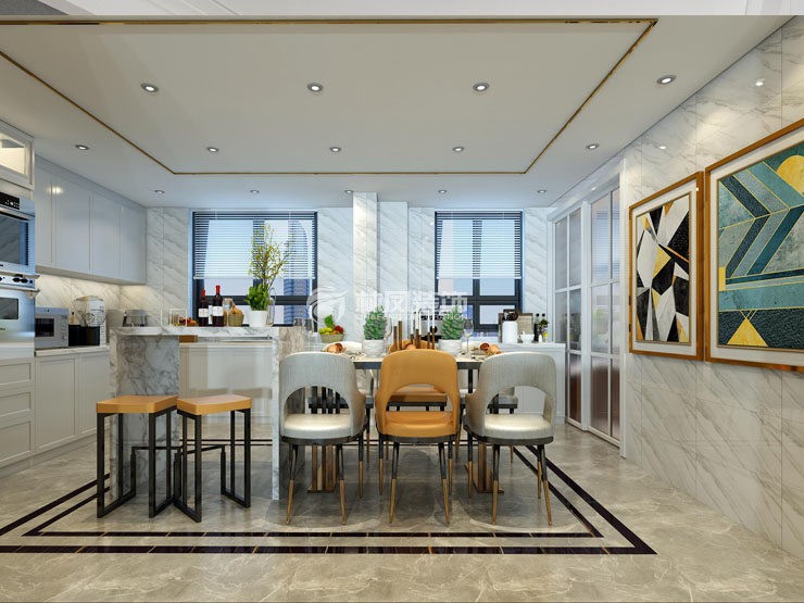 沈陽(yáng)信達(dá)萬(wàn)科城115㎡戶型開放式廚房裝修案例