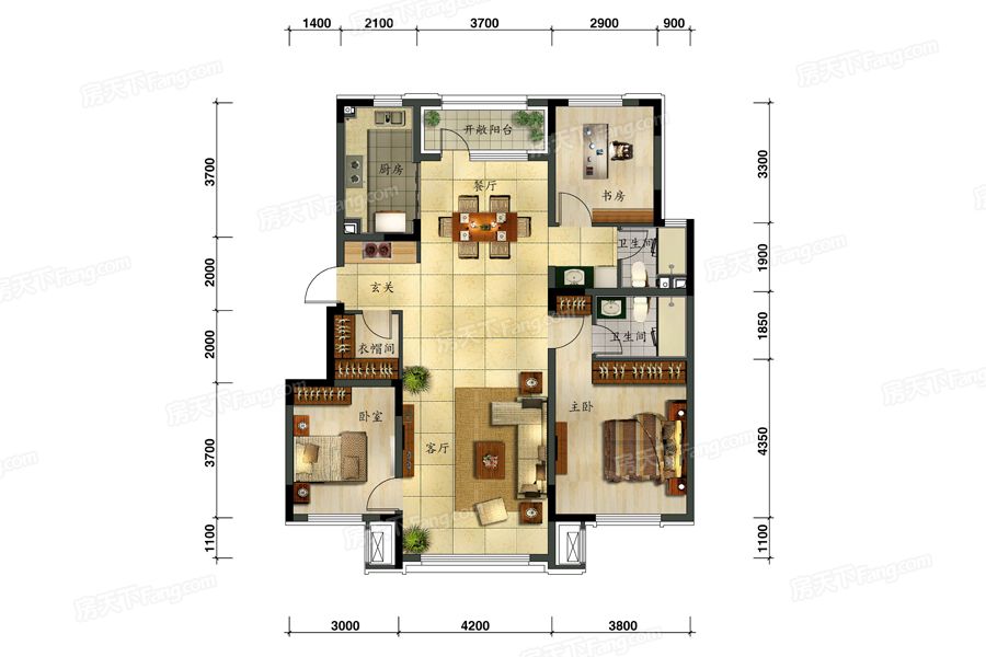 萬(wàn)科西華府113㎡戶型圖