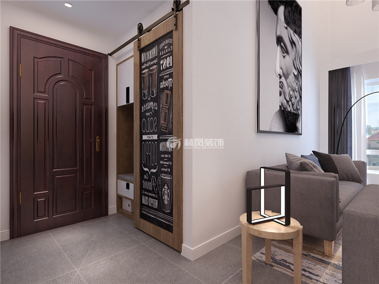 萬(wàn)科西華府113㎡戶型玄關(guān)儲(chǔ)物柜裝修效果圖