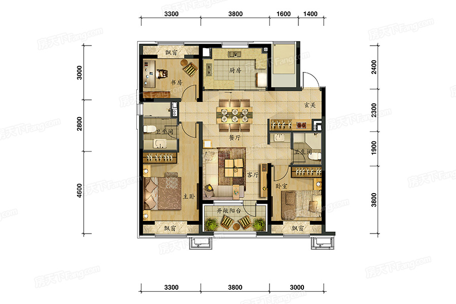 萬(wàn)科圣豐翡翠之光118㎡戶型圖