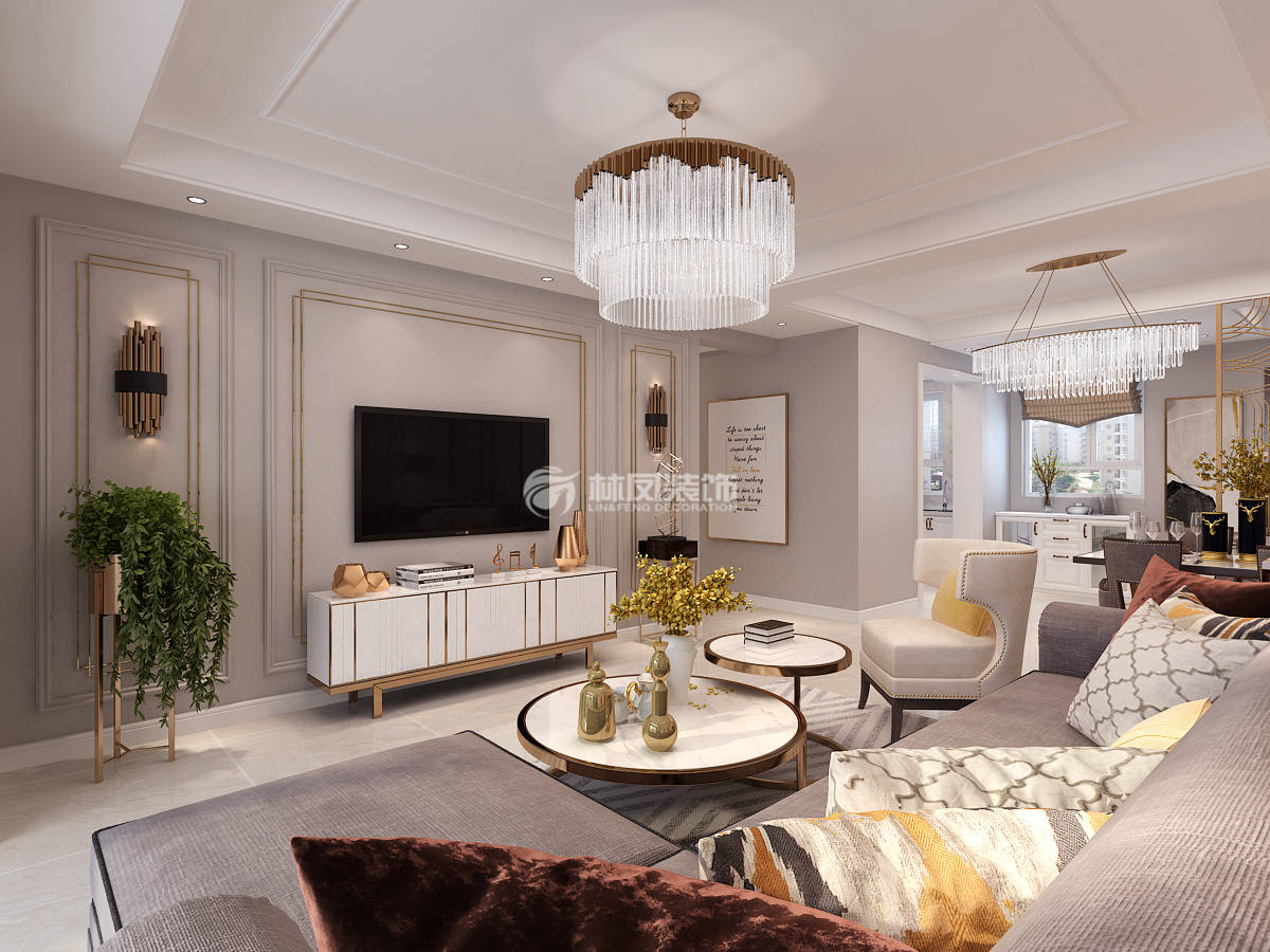 客廳電視柜無把手柜門設(shè)計裝修效果圖