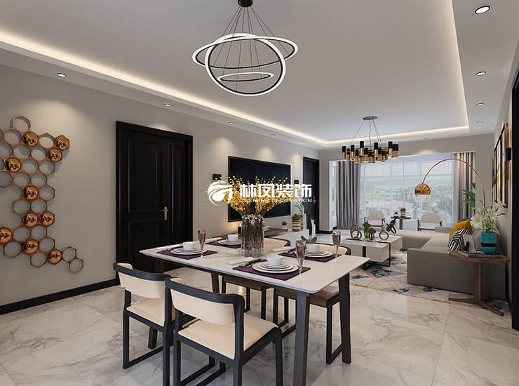 美的瀚悅府120㎡現代風格餐廳裝修效果圖