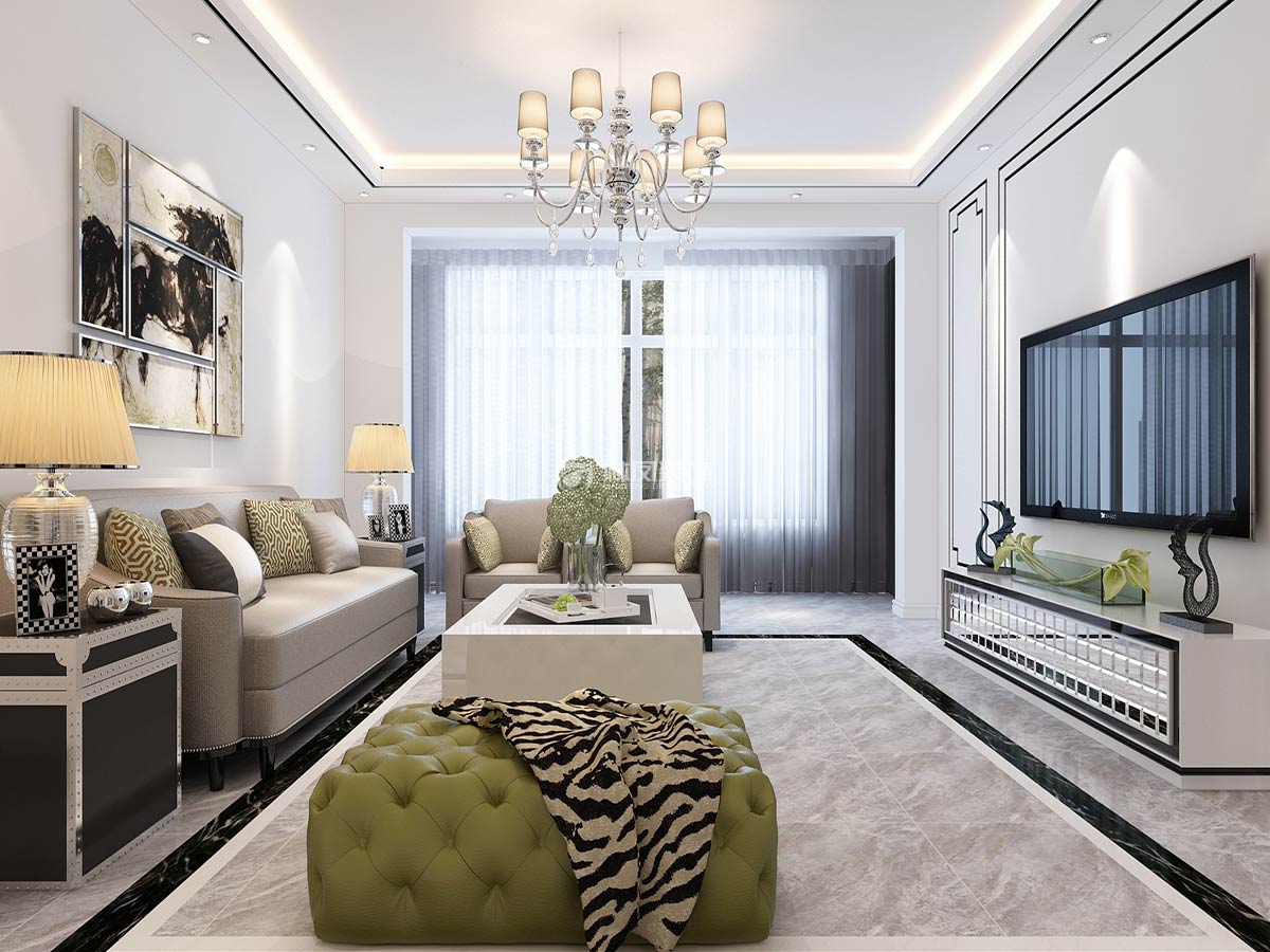 保利海德公園128㎡現(xiàn)代風格裝修效果圖