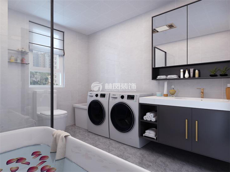 衛(wèi)生間干濕分離擺放洗衣機裝修效果圖