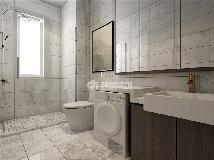 衛(wèi)生間里洗衣機和洗手臺一體化設計