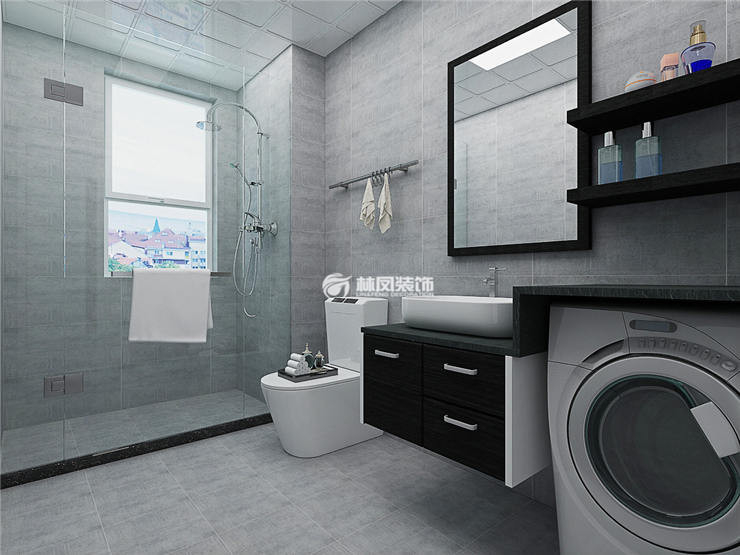 衛(wèi)生間里洗衣機收納柜一體化設計