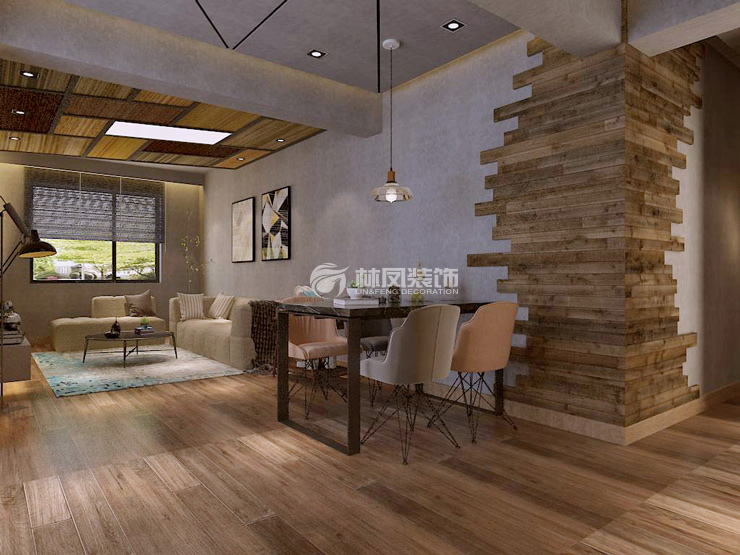 工業(yè)風格餐客廳裝修效果圖