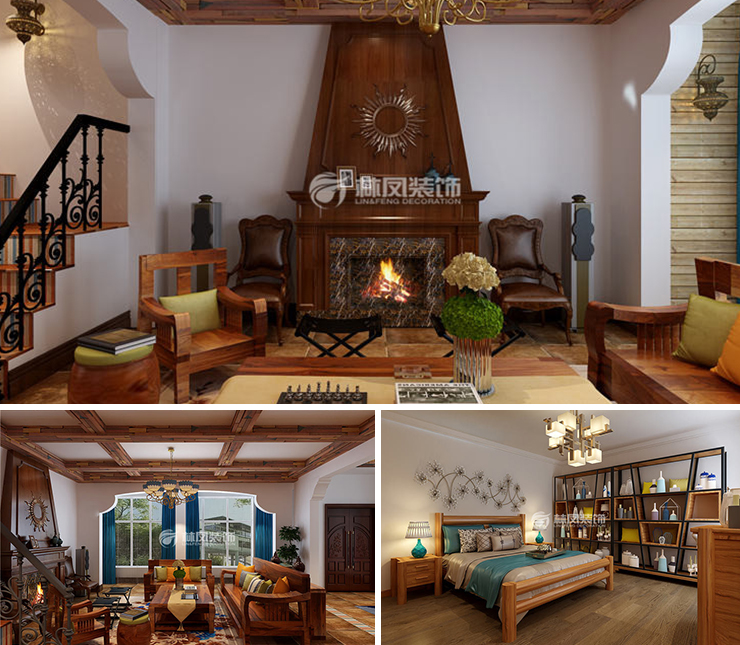 旭輝雍禾府300平美式風格裝修效果圖