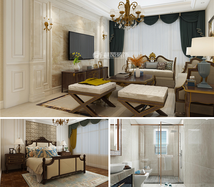 旭輝雍禾府106平歐式風格裝修效果圖