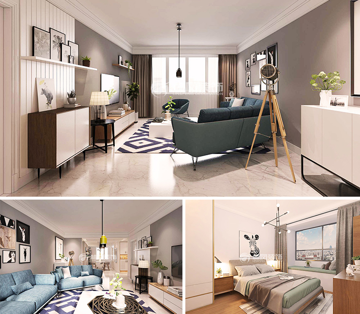 綠城全運(yùn)村125平北歐風(fēng)格裝修效果圖