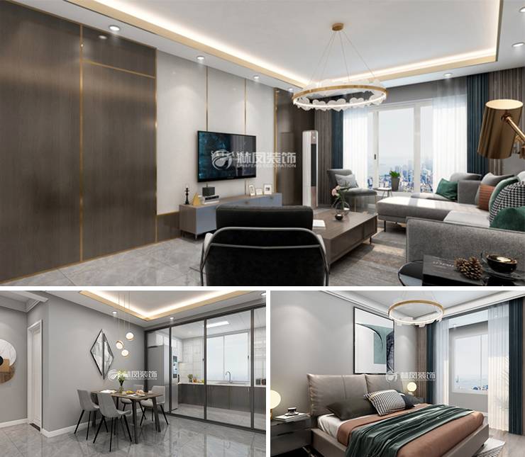 融創(chuàng)中央學府132平輕奢風格裝修效果圖