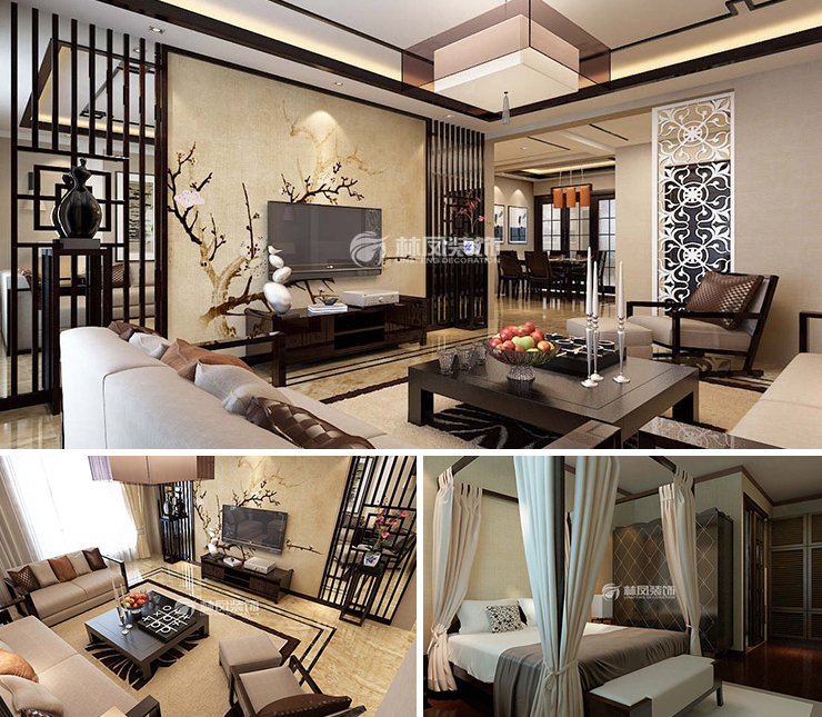 沈陽恒大悅龍臺120平中式風格裝修效果圖