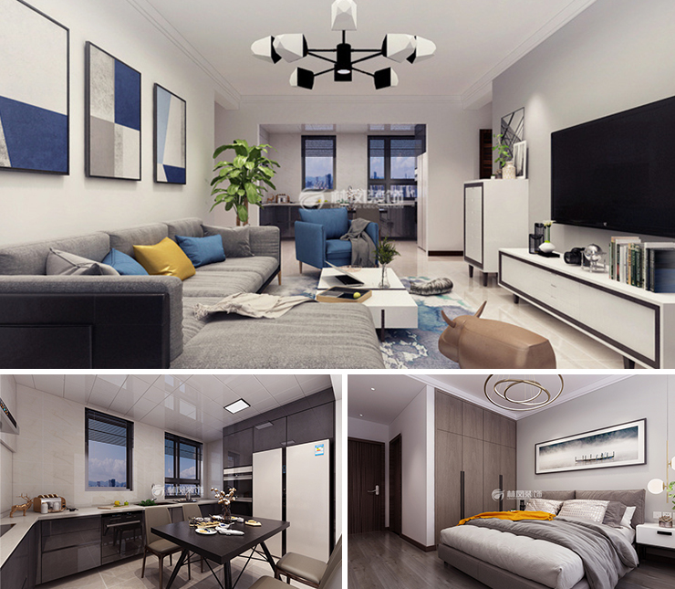 富景學(xué)府新城112平現(xiàn)代風(fēng)格裝修效果圖