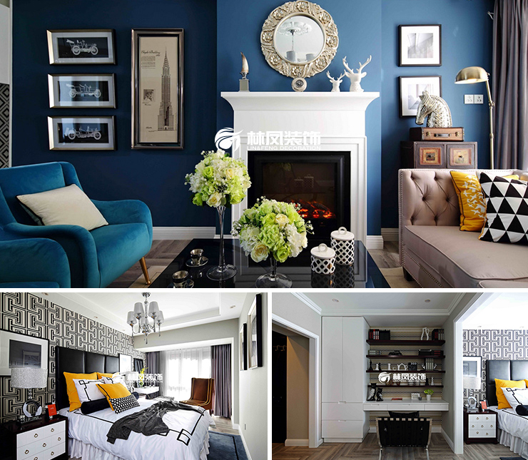 雨潤(rùn)中央宮園113平美式風(fēng)格裝修效果圖