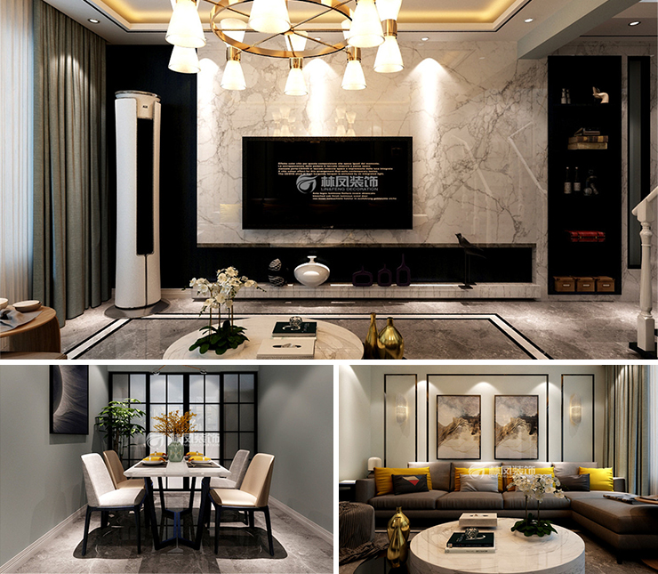 熙旺廣場(chǎng)158平現(xiàn)代風(fēng)格裝修效果圖