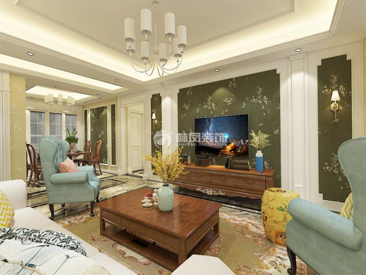 熙旺廣場(chǎng)147平美式風(fēng)格裝修效果圖