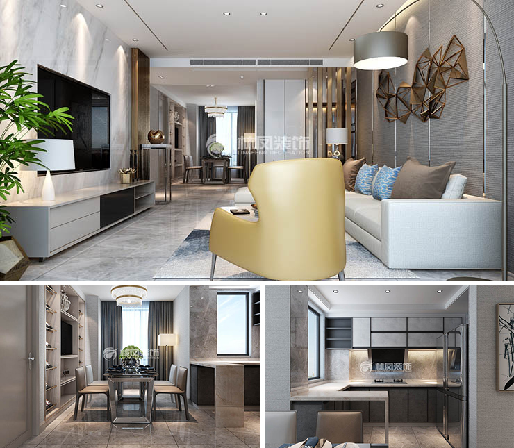 宏發(fā)浣花溪110平港式風(fēng)格裝修效果圖