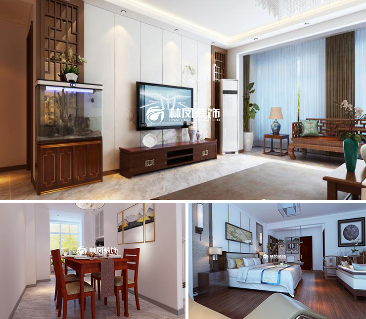 龍湖九里晴川200平新中式風(fēng)格裝修效果圖