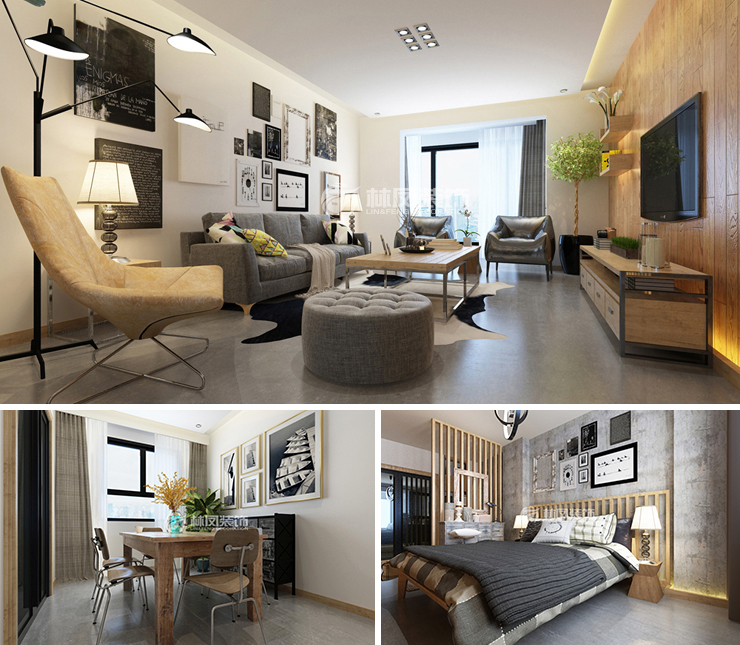 萬達公園ONE130平北歐風格裝修效果圖