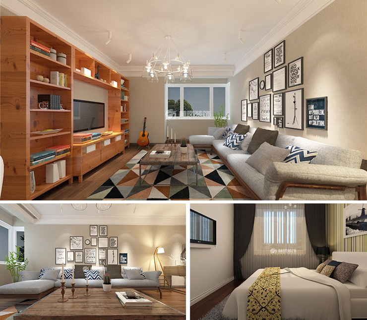 富禹盛京學(xué)府118平北歐風(fēng)格裝修效果圖