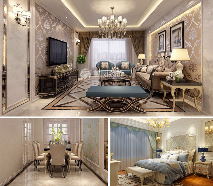 萬(wàn)科西華府135平歐式風(fēng)格裝修效果圖