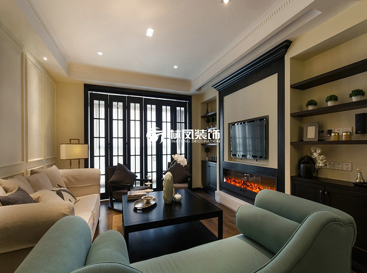 美式風(fēng)格客廳無主燈設(shè)計裝修效果圖