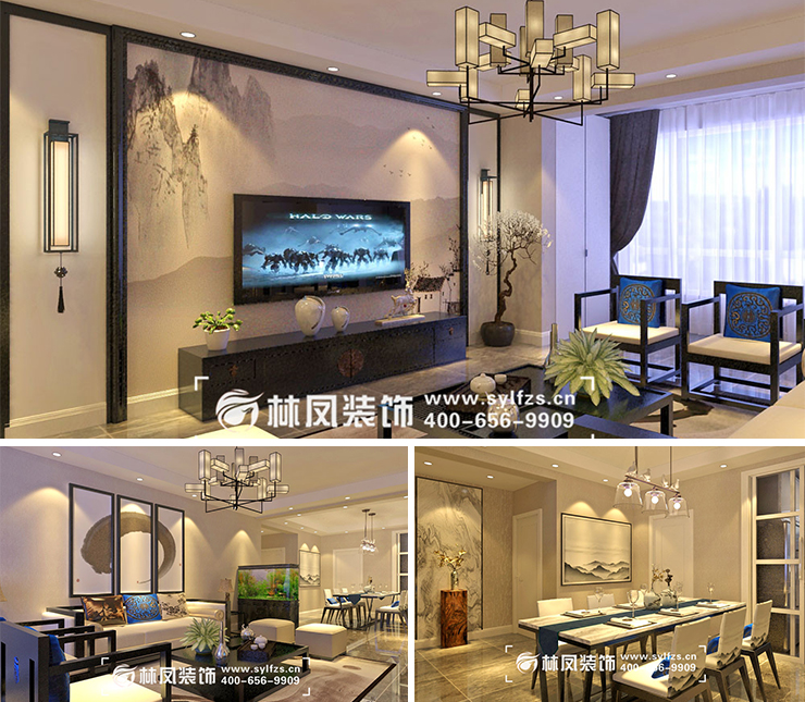 市府和鴻廣場(chǎng)150平新中式風(fēng)格裝修效果圖