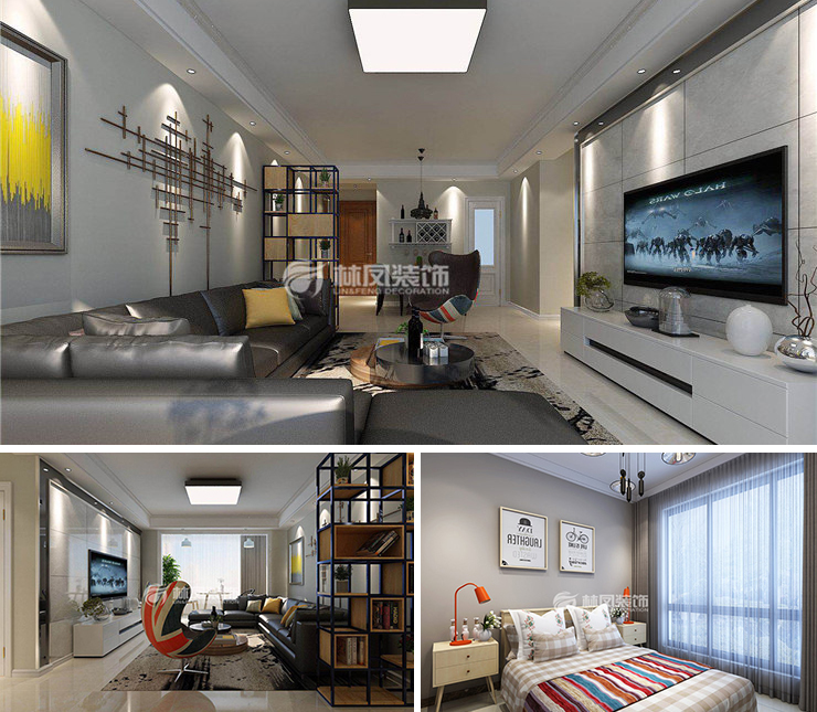 市府和鴻廣場(chǎng)120平現(xiàn)代風(fēng)格裝修效果圖