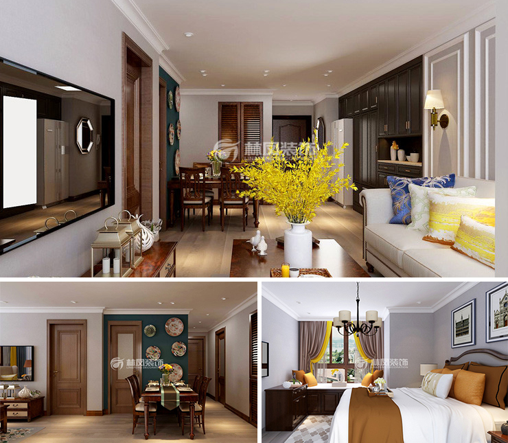 祥聯(lián)大河原著110平美式風(fēng)格裝修效果圖