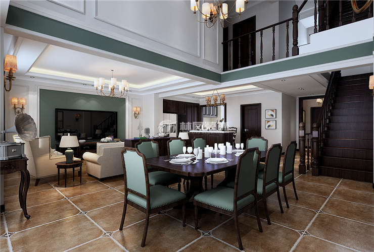 美式風格樓梯設計裝修效果圖