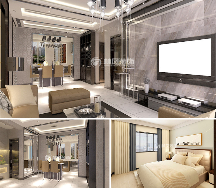 沈撫萬科城市之光130平現(xiàn)代風格裝修效果圖