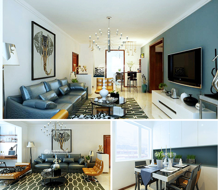 陽光100國(guó)際新城108平新中式風(fēng)格裝修效果圖