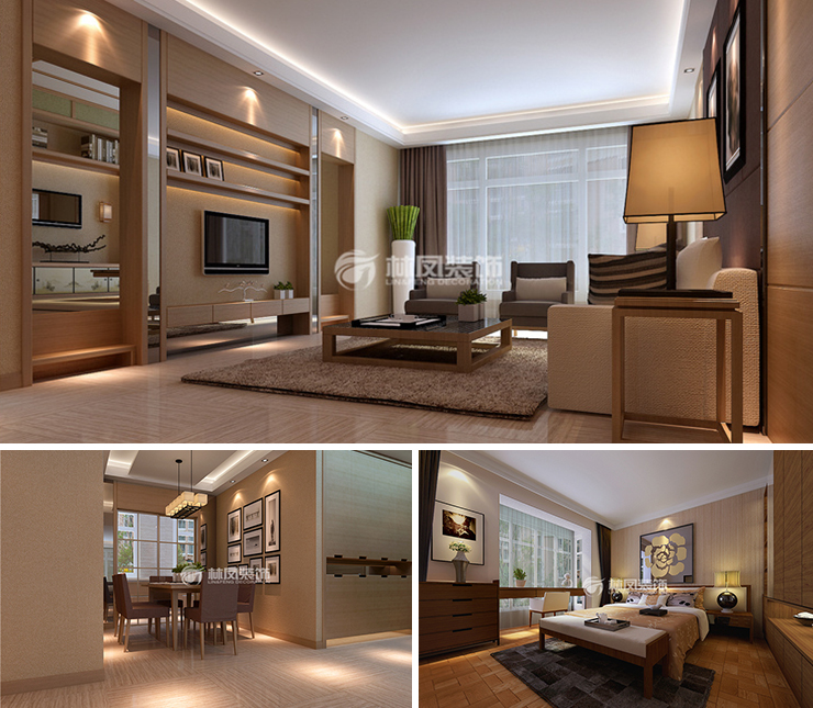 陽光100國(guó)際新城125平港式風(fēng)格裝修效果圖