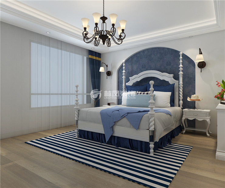 地中海風(fēng)格臥室拱形背景墻設(shè)計裝修效果圖