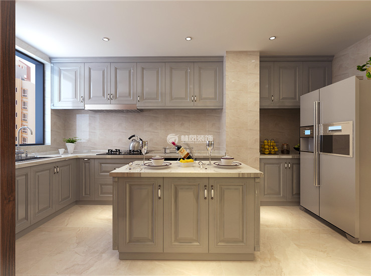 美式風(fēng)格廚房嵌入式洗碗機(jī)裝修效果圖