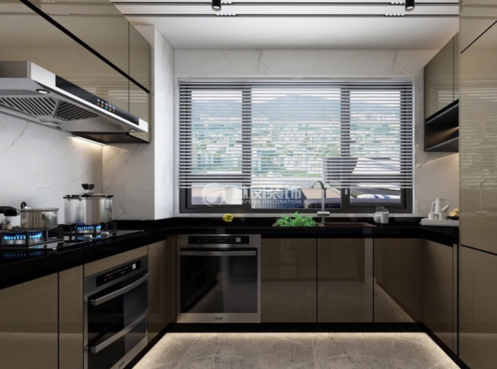 現(xiàn)代風格廚房頂吸式裝修效果圖