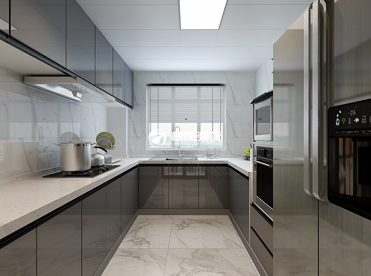 現(xiàn)代風格廚房頂吸式煙機裝修效果圖