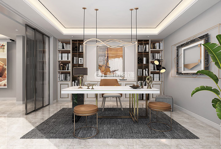 輕奢風(fēng)格書房設(shè)計裝修效果圖