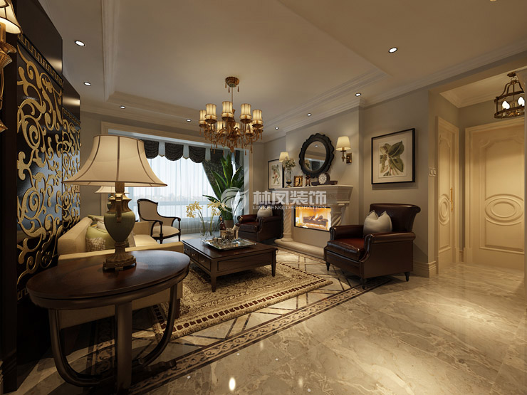 保利達(dá)江灣城-140平-美式風(fēng)格-客廳3.jpg