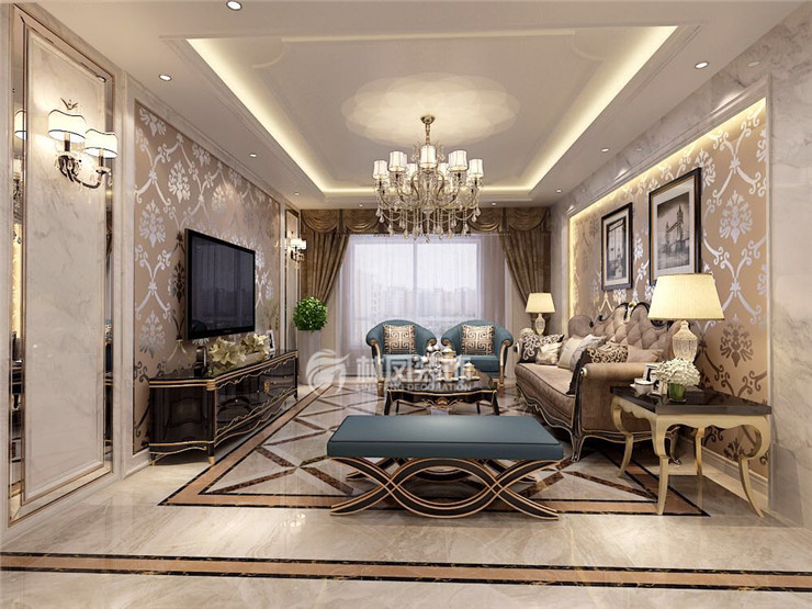 萬(wàn)科魅力之城-135平-歐式風(fēng)格-客廳.jpg