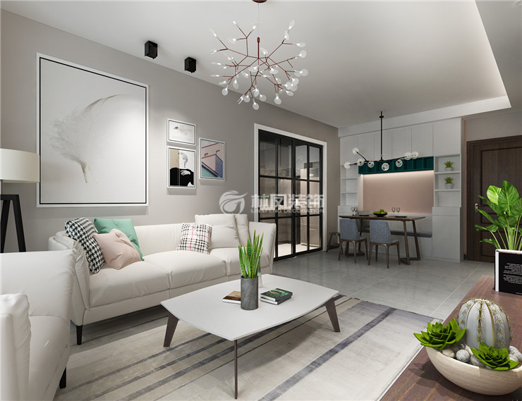 保利達江灣城-91㎡-北歐現(xiàn)代- 客廳 (3).jpg