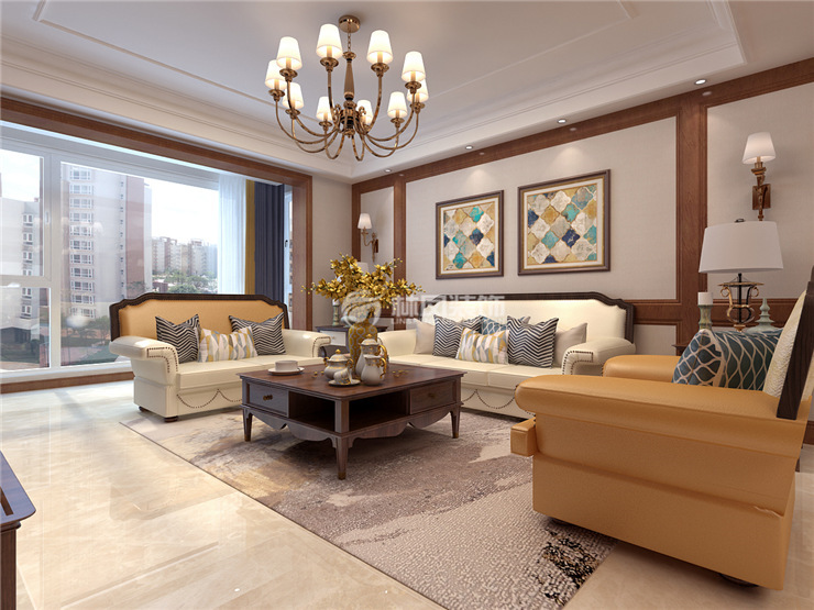 華潤·翡翠城-132平-簡美風(fēng)格- 客廳3.jpg